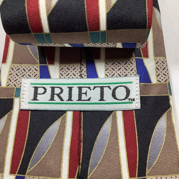 PRIETO Other - Prieto‎ Men's Silk Tie Abstract Geometric USA